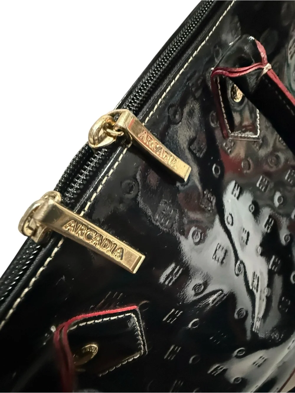 Black Arcadia Patent Leather Handbag